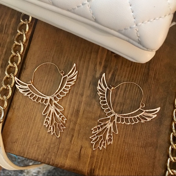 'In Flight' Thunderbird Boho Gold Earrings - Picture 6 of 7